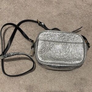 J. Crew Metallic Silver Crossbody Bag